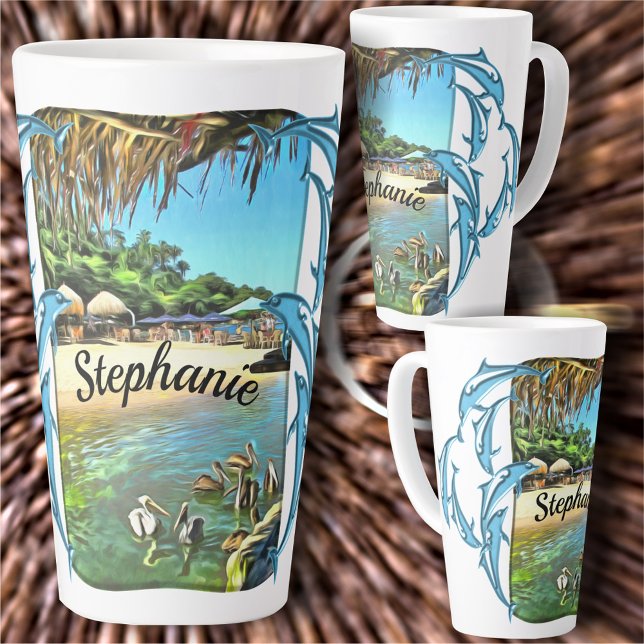 Tasse Latte La rivière rencontre l'océan 0330 (Créateur téléchargé)