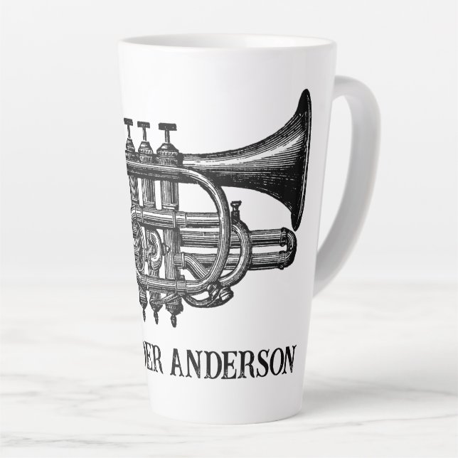 Tasse Latte La trompette personnalise Musique (Angle droit)