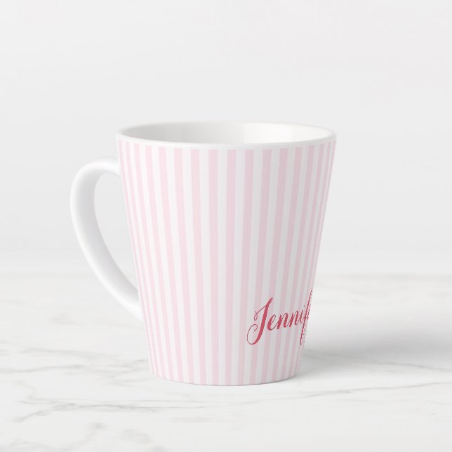 Tasse Latte La typographie élégante du rose moderne Nom person (Angle gauche)