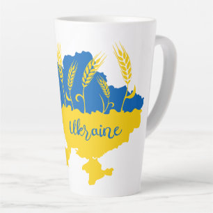 Tasse Latte La typographie ukrainienne et l'oreille au blé sur