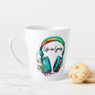 Tasse Latte "La vie en paroles" casque multicolore Art