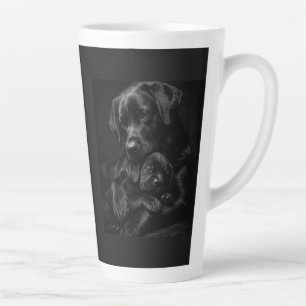Tasse Latte Labrador noir, parent et enfant, Câlin d'amour