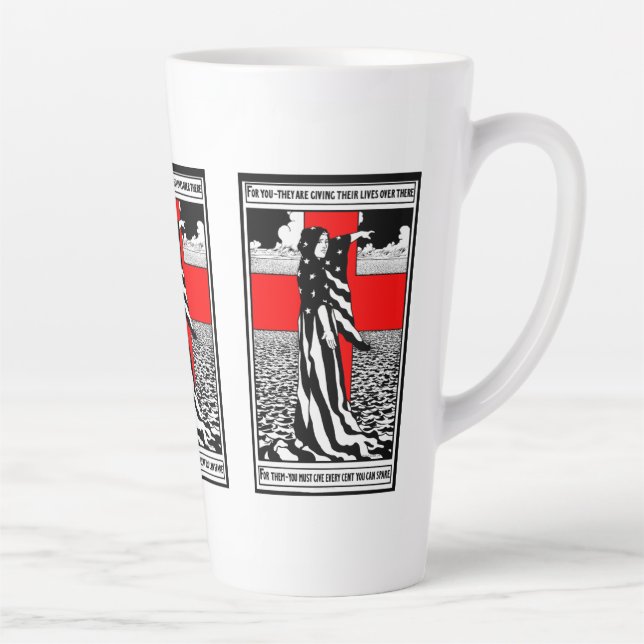Tasse Latte Lady Liberty WWI Poster patriotique américain 1918 (Droite)
