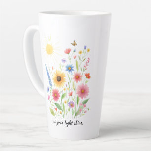 Tasse Latte Laissez votre lumière briller fleurs et soleil