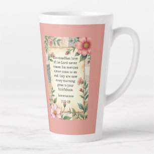 Tasse Latte Lamentations 3:22–23 Conception Florale Vintage 
