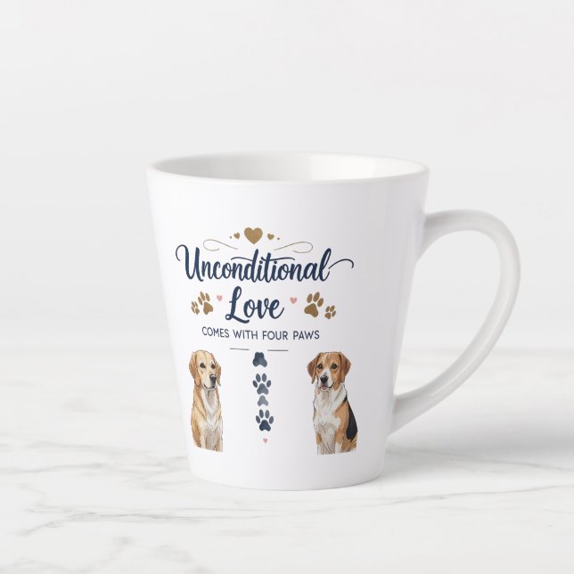 Tasse Latte L'amour inconditionnel vient avec quatre pattes -  (Droite)