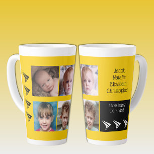 Tasse Latte L'amour jaune blanc étant un Grand-Père avec photo