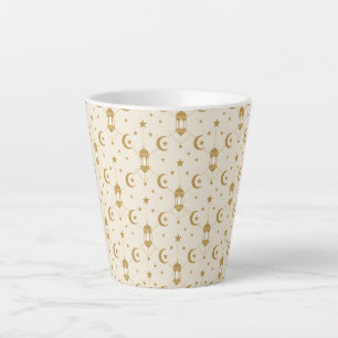Tasse Latte Lanternes de Ramadan & Croissant Sans Couture