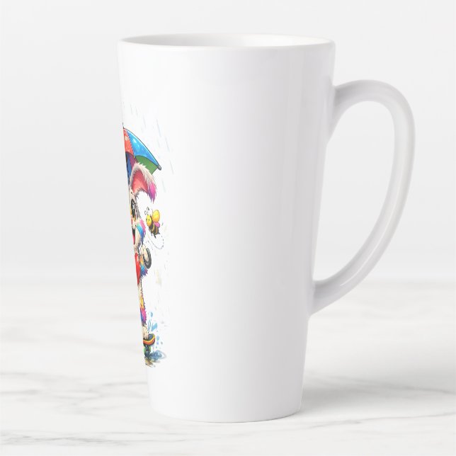 Tasse Latte Lapin arc-en-ciel mignon avec parapluie (Droite)