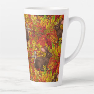Tasse Latte Lapin d'automne en rouge