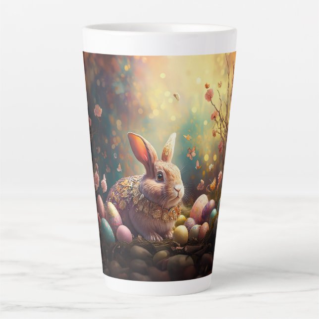 Tasse Latte Lapin de Pâques avec oeufs de Pâques (Devant)