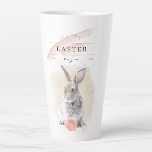 Tasse Latte Lapin de Pâques élégant   Joyeuses Pâques Art Aqua
