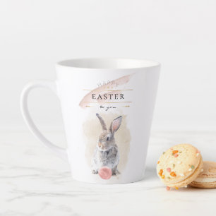 Tasse Latte Lapin de Pâques élégant   Joyeuses Pâques Art Aqua