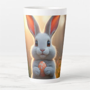 Tasse Latte Lapin de Pâques heureux dans la magie du printemps