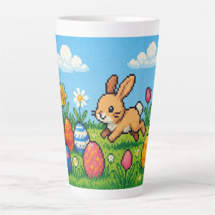 Tasse Latte lapin de Pâques mignon 8 bits