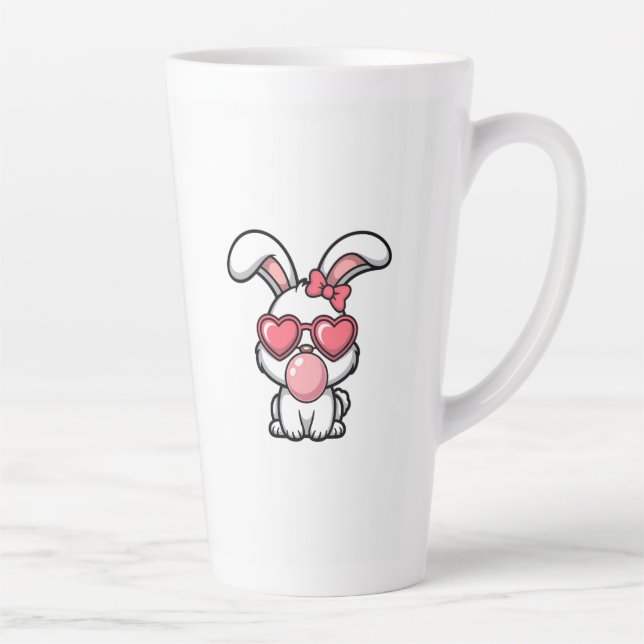 Tasse Latte Lapin Kawaii joueur avec bulle de Bubble Gum (Droite)