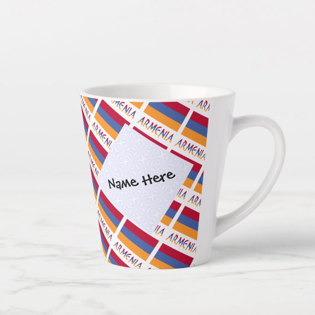 Tasse Latte L'Arménie et l'Arménie - Carreaux de Drapeau Perso (Droite)