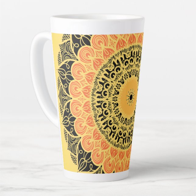 Tasse Latte l'art mandela (Angle gauche)