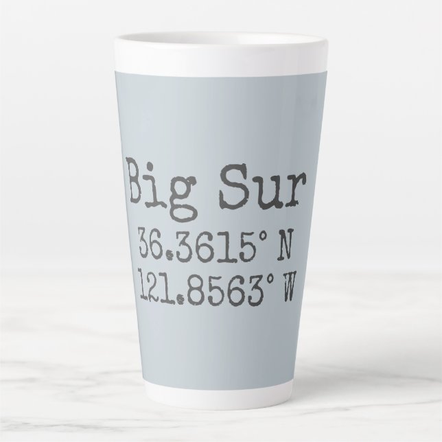 Tasse Latte Latitude et longitude de Big Sur (Devant)