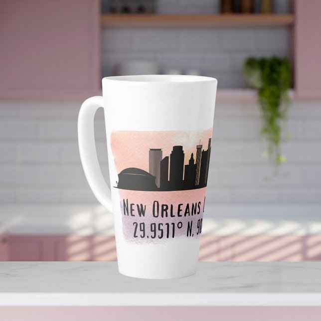 Tasse Latte Latitude et longitude de la ligne Skyline de la vi (Créateur téléchargé)