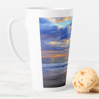 Tasse Latte Latte au coucher du soleil/Musique de thé