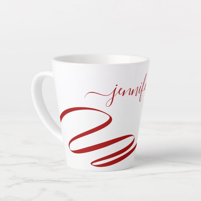 Tasse Latte Latte d'accentuation blanche rouge moderne (Angle gauche)
