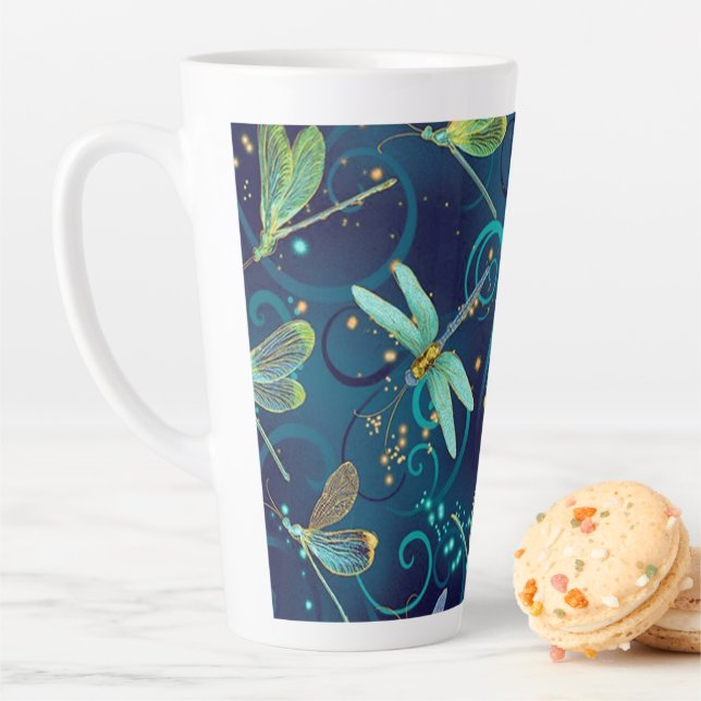 Tasse Latte Latte Turquoise des libellules (En situation)