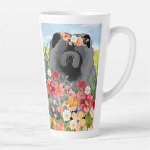 Tasse Latte LAVAGE EN noir clair - Chien de Chow bleu
