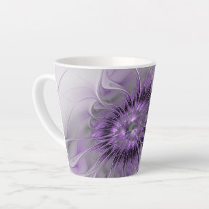 Tasse Latte Lavande Fleur Dream Moderne Abstrait Fractal Art