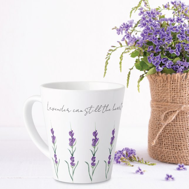 Tasse Latte Lavender Herbal Flowers Serenity (Créateur téléchargé)