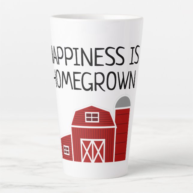 Tasse Latte Le bonheur est maison de ferme de la grange rouge (Devant)