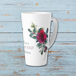 Tasse Latte Le Bouquet de la Rose rouge Holly Jolly Noël
