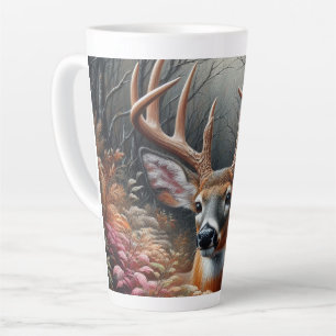 Tasse Latte Le cerf de Buck Poulage À Travers Le Foliage Fores