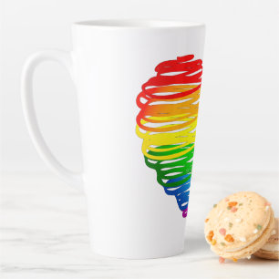 Tasse Latte Le cœur arc-en-ciel de SlipperyJoe griffonné tourb