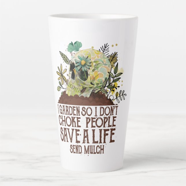 Tasse Latte Le crâne dans le jardin Je n'étouffe pas les gens  (Devant)