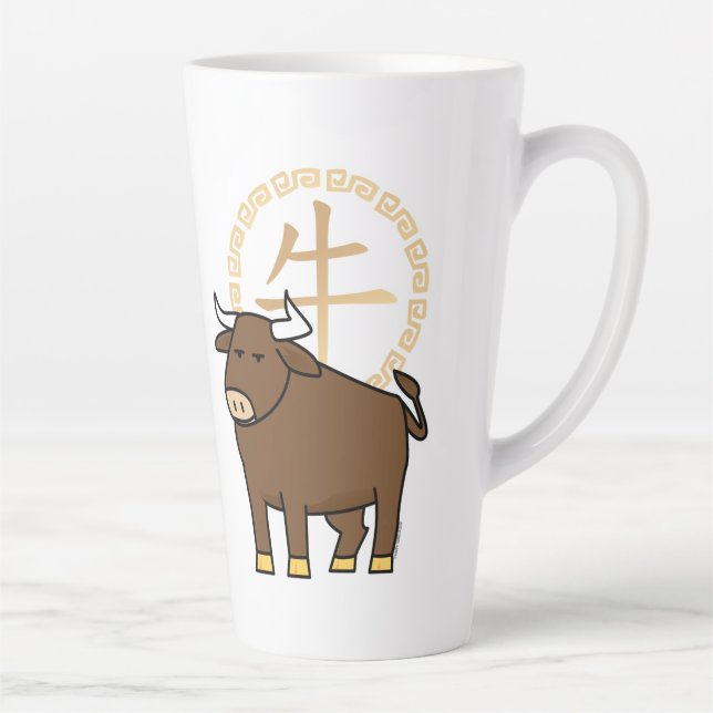 Tasse Latte Le Nouvel An lunaire chinois Le boeuf porte-bonheu (Droite)
