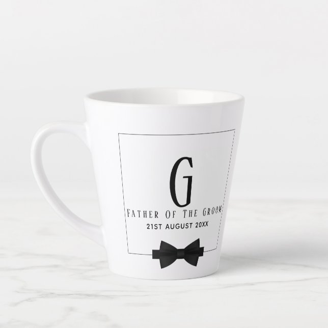 Tasse Latte Le Père Personnalisé de la Cravate Monogram Bow Gr (Gauche)