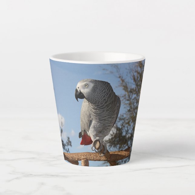 Tasse Latte Le perroquet gris d'Afrique (Devant)