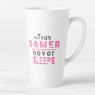 Tasse Latte Le vrai joueur ne dort jamais gamer rose