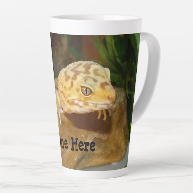 Tasse Latte Leopard personnalisé Gecko Lizard (Angle droit)