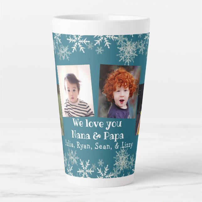 Tasse Latte Les grands-parents photographient des flocons de n (Devant)