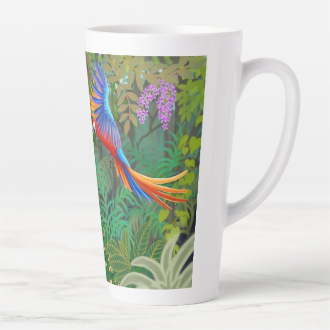 Tasse Latte Les perroquets macaw dans la jungle (Droite)