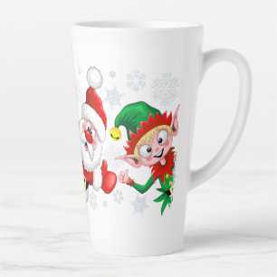 Tasse Latte Les personnages de Noël de père Noël et Elf