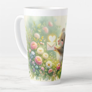 Tasse Latte Lettre d'amour de souris de cottage Prairie