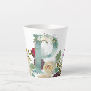 TASSE LATTE LETTRE FLORALE BOHON ROUGE ROUGE ROMANTIQUE