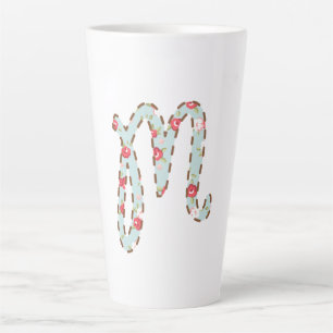 Tasse Latte LETTRE FLORALE MINTE rose M