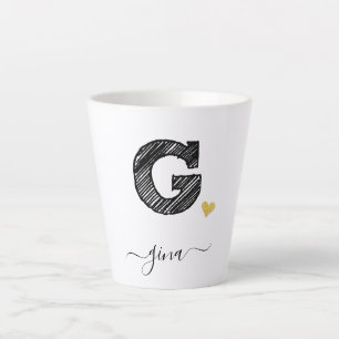 Tasse Latte LETTRE G MONOGRAPHIQUE D'ÉCRAN RÉtro
