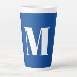 Tasse Latte LETTRE INITIALE Bleu Profond Monogramme Moderne De