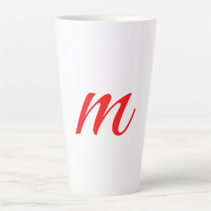 Tasse Latte Lettre initiale rouge monogramme professionnel mod