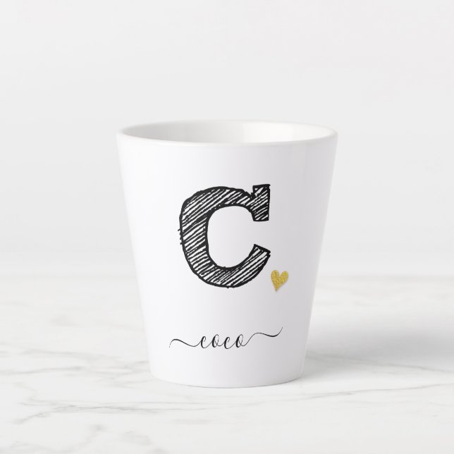 Tasse Latte LETTRE MONOGRAPHIQUE D'ÉCRAN RÉtro C, BOUGIE EN La (Devant)